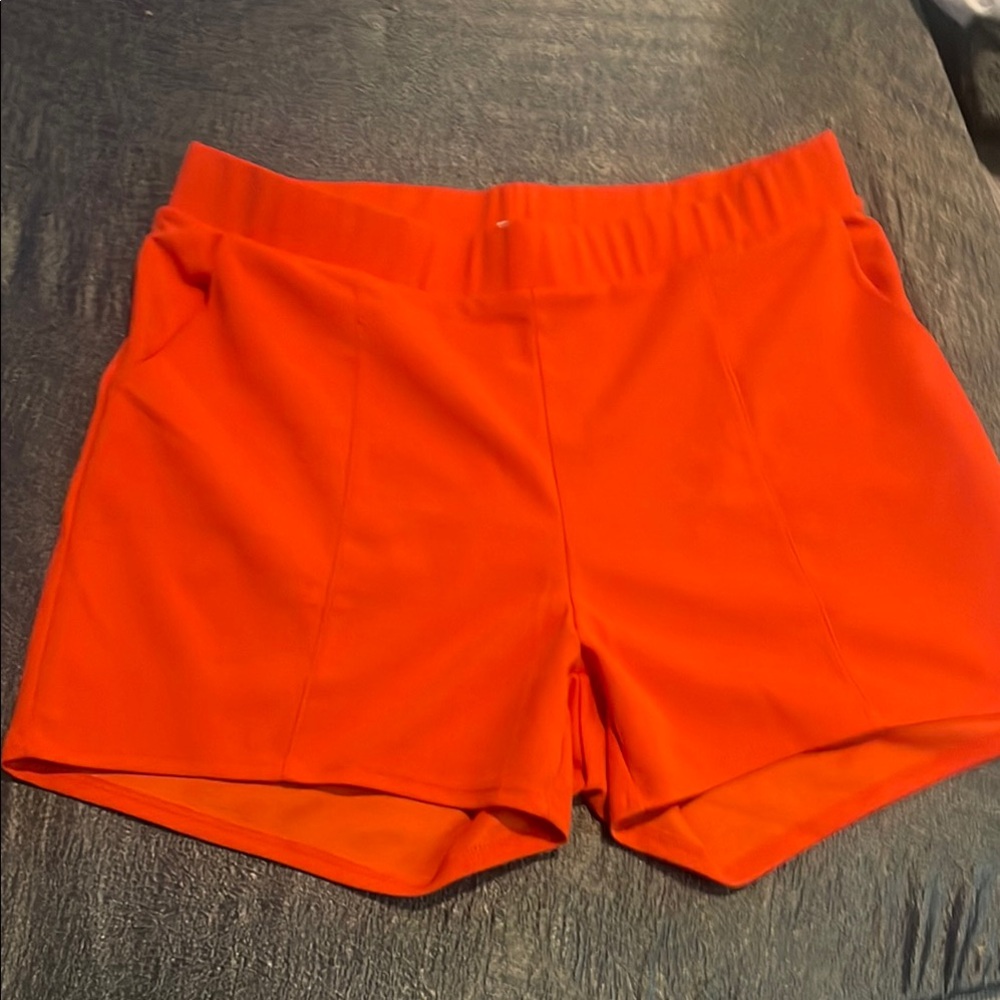 High Waist Orange Athletic Shorts